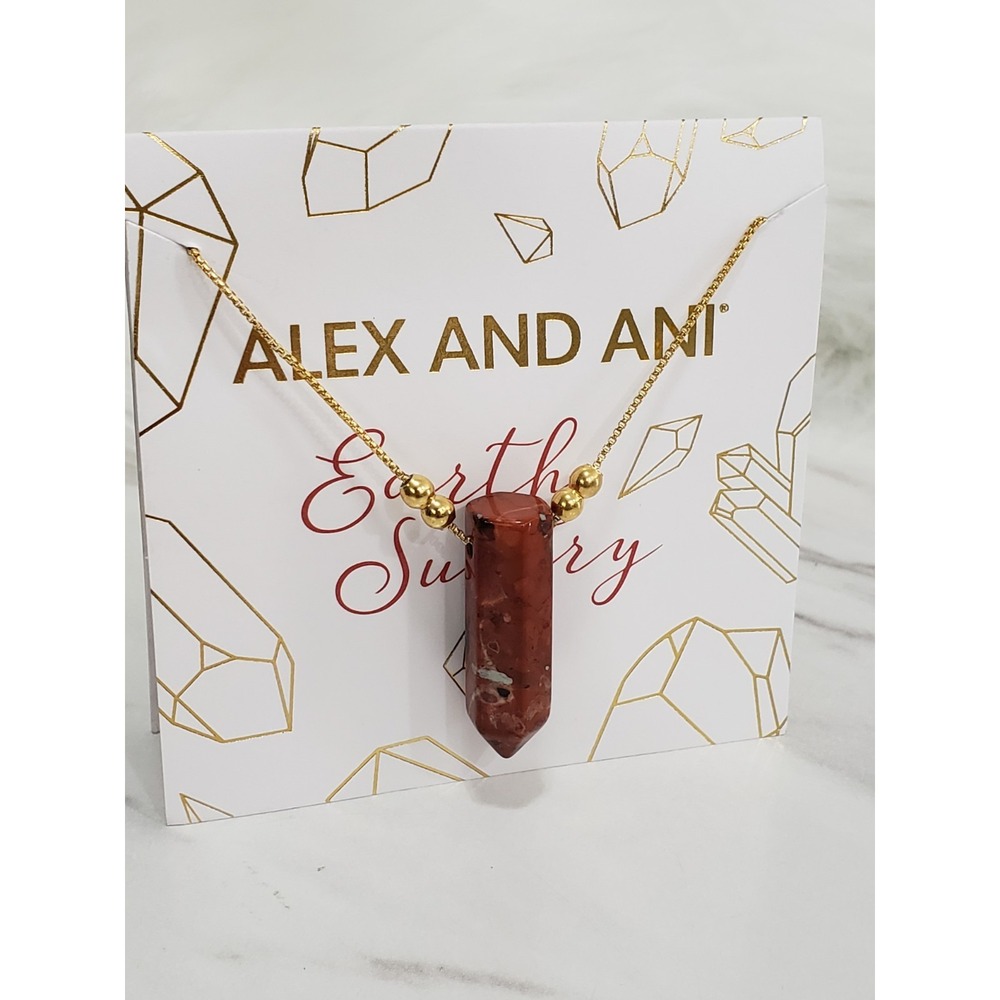 NEW Alex and Ani Earth Sultry Red Jasper Pendant Necklace CRYSTAL PILLAR